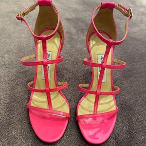 Jimmy Choo Pink Strappy Patent Leather Heels - Size 35.5